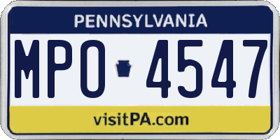 PA license plate MPO4547