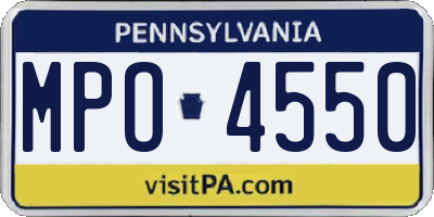 PA license plate MPO4550