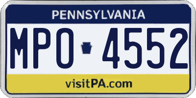 PA license plate MPO4552