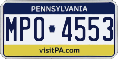 PA license plate MPO4553