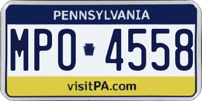 PA license plate MPO4558