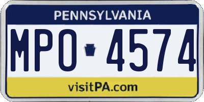 PA license plate MPO4574