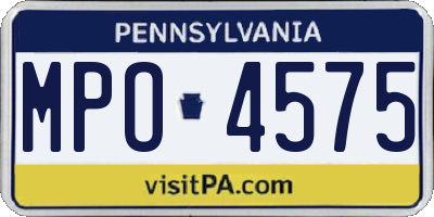 PA license plate MPO4575