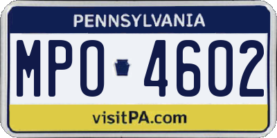 PA license plate MPO4602