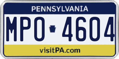PA license plate MPO4604
