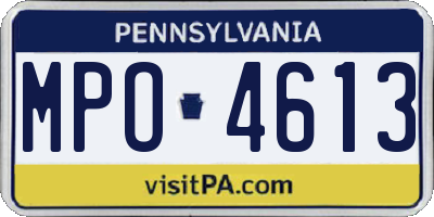 PA license plate MPO4613