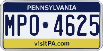 PA license plate MPO4625