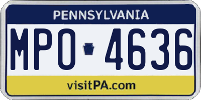 PA license plate MPO4636