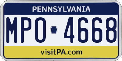 PA license plate MPO4668