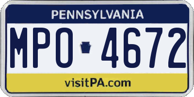 PA license plate MPO4672