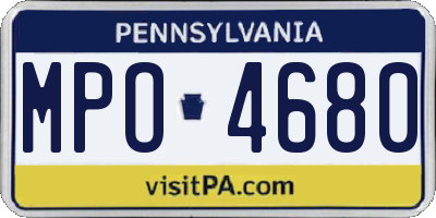 PA license plate MPO4680