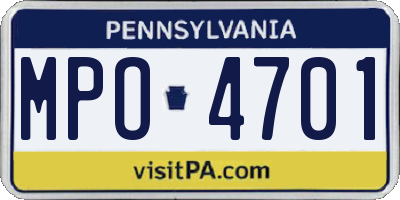 PA license plate MPO4701