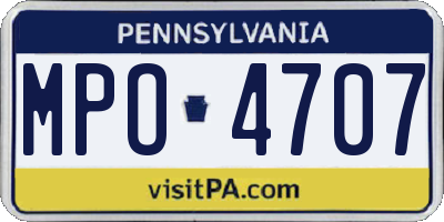PA license plate MPO4707
