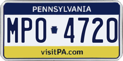PA license plate MPO4720
