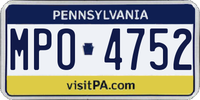 PA license plate MPO4752