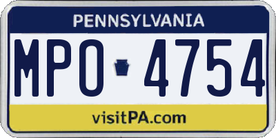 PA license plate MPO4754