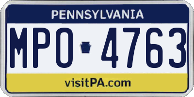PA license plate MPO4763