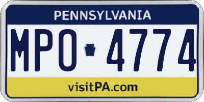 PA license plate MPO4774