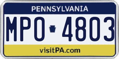PA license plate MPO4803