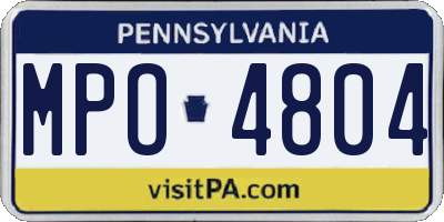 PA license plate MPO4804
