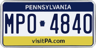 PA license plate MPO4840
