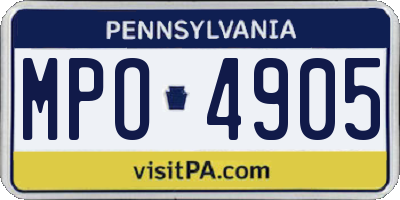 PA license plate MPO4905
