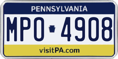 PA license plate MPO4908