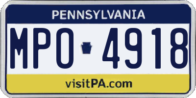 PA license plate MPO4918