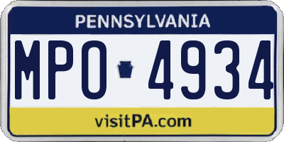 PA license plate MPO4934