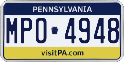 PA license plate MPO4948