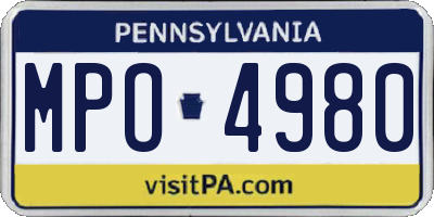 PA license plate MPO4980