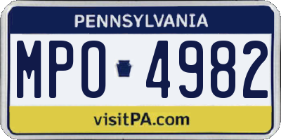 PA license plate MPO4982