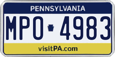 PA license plate MPO4983