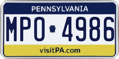 PA license plate MPO4986