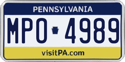PA license plate MPO4989