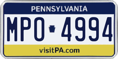 PA license plate MPO4994
