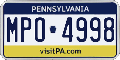 PA license plate MPO4998