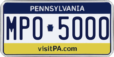 PA license plate MPO5000