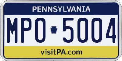 PA license plate MPO5004