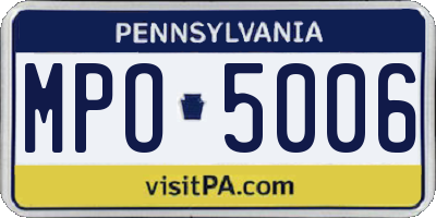 PA license plate MPO5006