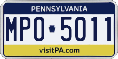 PA license plate MPO5011