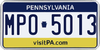 PA license plate MPO5013