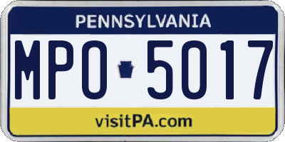 PA license plate MPO5017