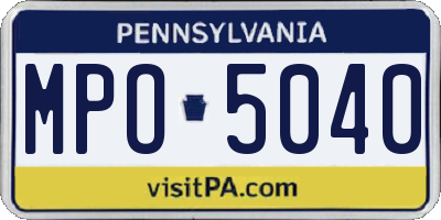 PA license plate MPO5040