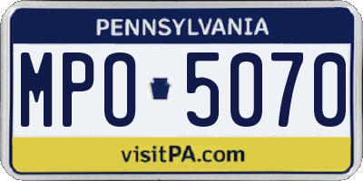 PA license plate MPO5070