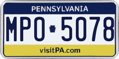 PA license plate MPO5078