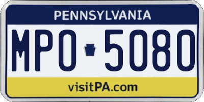 PA license plate MPO5080