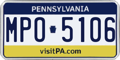 PA license plate MPO5106