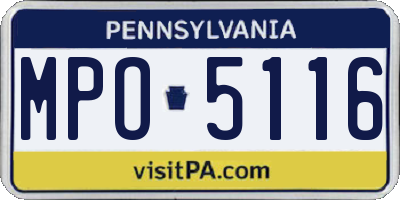 PA license plate MPO5116