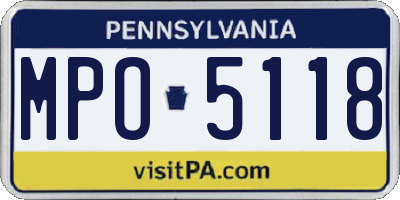 PA license plate MPO5118